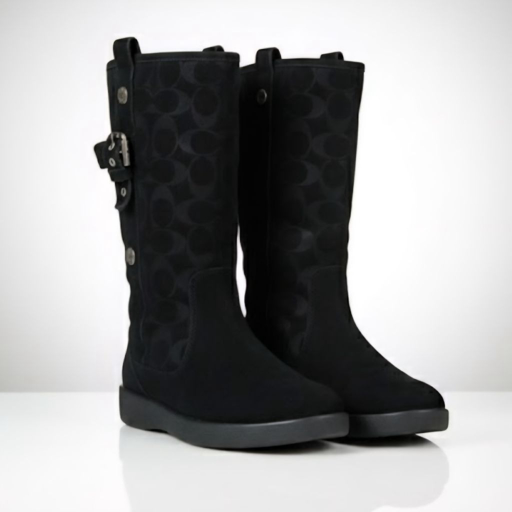 Coach Black Suede Midcalf Boots Size 7B